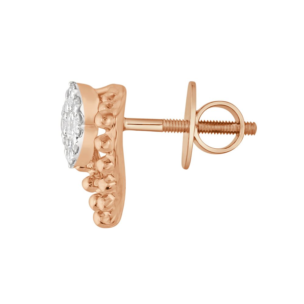 Triangular Rose Gold and Diamond Earrings-Earrings-OER23076-D400X0B