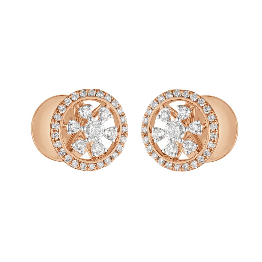 Delicate Floral Diamond Earrings-Diamond-OER23080-D400X0B