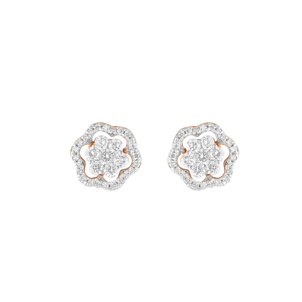Simple Cluster Diamond Earrings-Earrings-OER23081-D400X0B