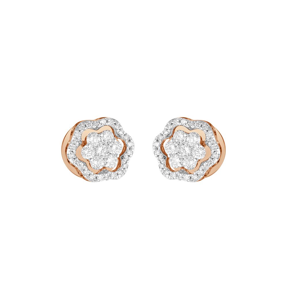 Simple Cluster Diamond Earrings-Earrings-OER23081-D400X0B