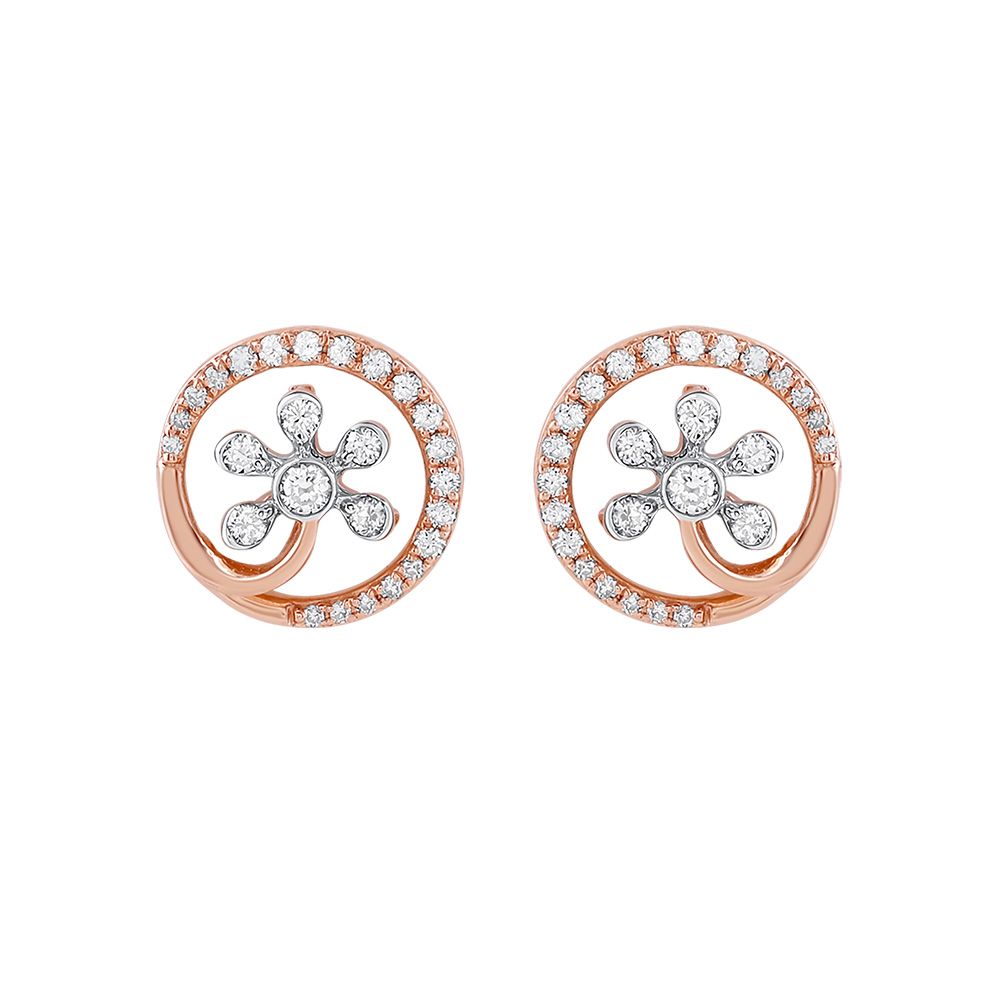 Stunning Floral Rose Gold Earrings-Earrings-OER23082-D400X0B