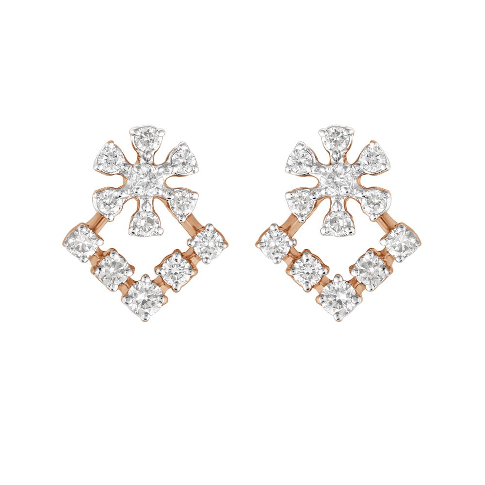 Delicate Floral Diamond Studs-Earrings-OER23083-D400X0B