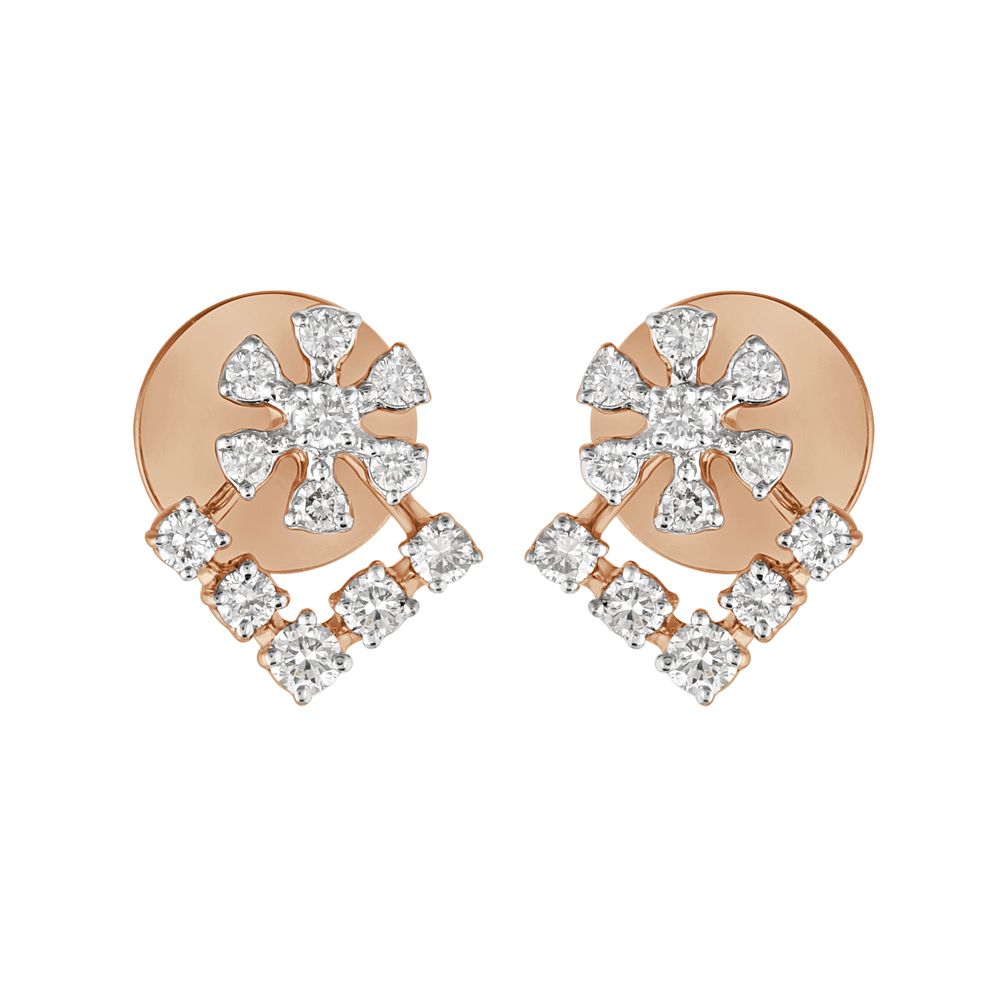 Delicate Floral Diamond Studs-Earrings-OER23083-D400X0B
