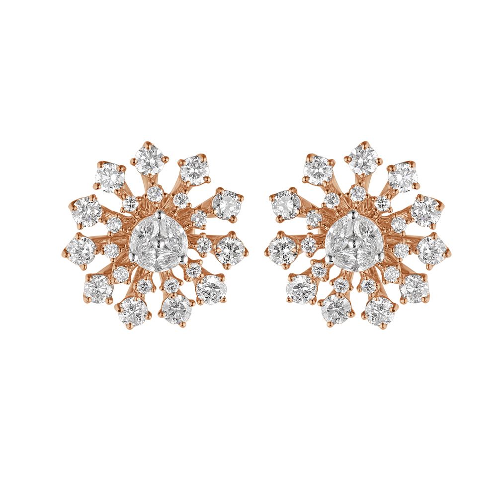 Gorgeous Cluster Design Diamond Studs-Earrings-OER23084-D300X0B