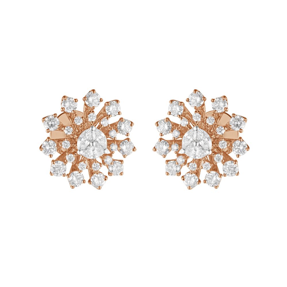 Gorgeous Cluster Design Diamond Studs-Earrings-OER23084-D300X0B