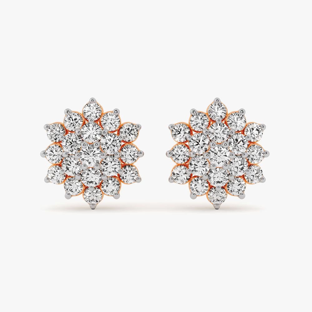 Cluster Design Diamond Studs in Rose Gold-For Women-OER23087-D300X0B