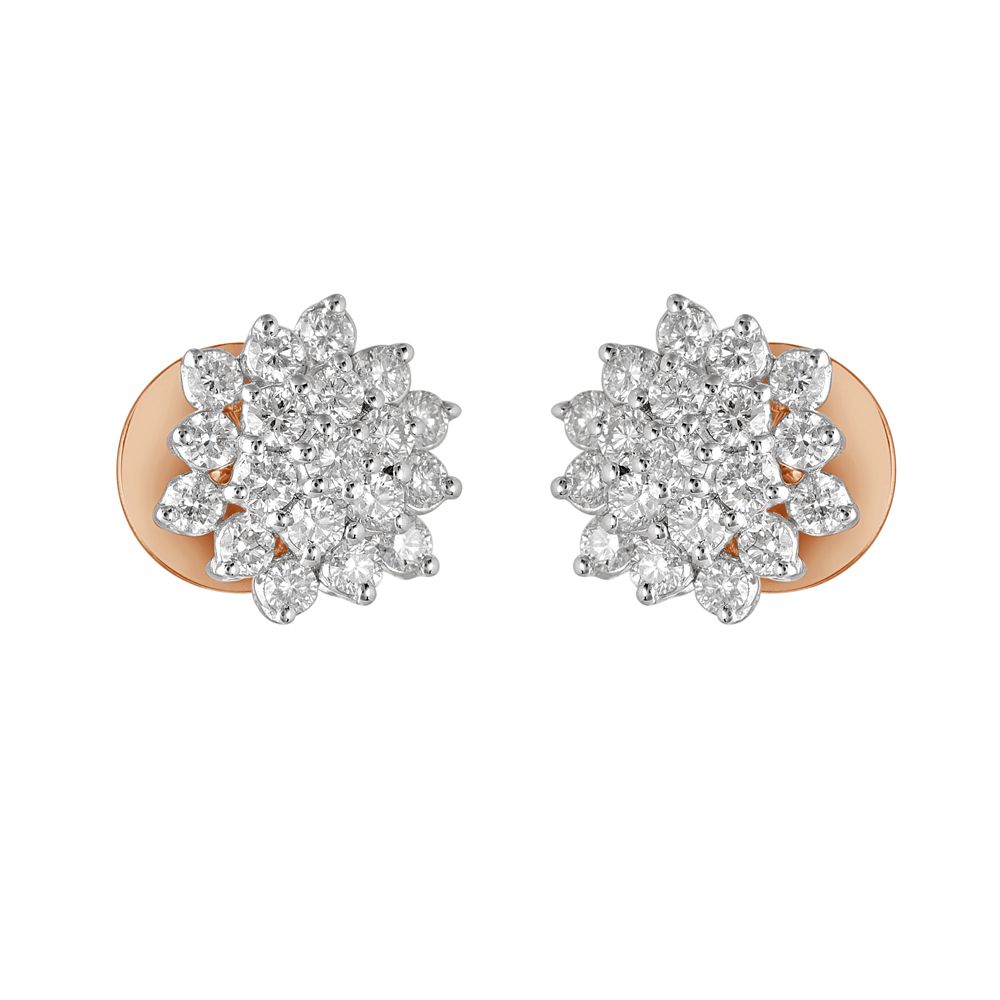 Cluster Design Diamond Studs in Rose Gold-For Women-OER23087-D300X0B