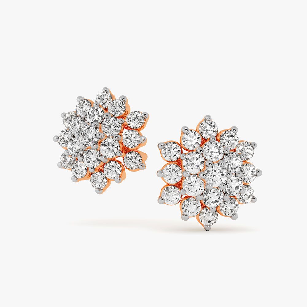 Cluster Design Diamond Studs in Rose Gold-For Women-OER23087-D300X0B