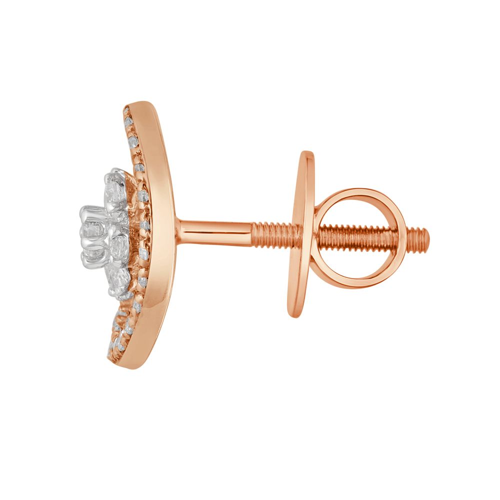 18KT Rose Gold and Diamond Floral Studs-For Women-OER23088-D300X0B