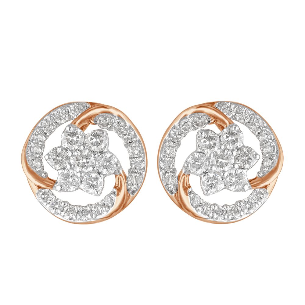 Flower Embellished 0.36 Carat Diamond Studs-SHOP BY METAL COLOUR-OER23090-D300X0B