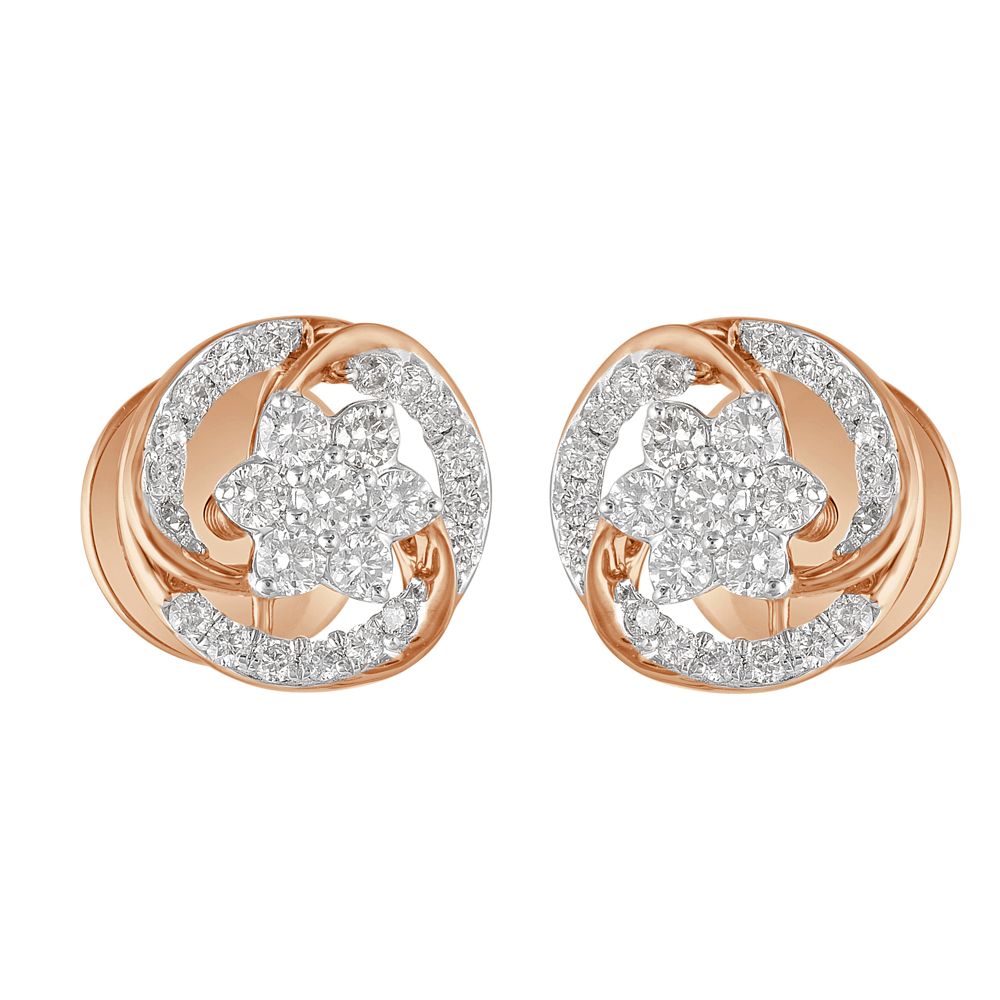 Flower Embellished 0.36 Carat Diamond Studs-SHOP BY METAL COLOUR-OER23090-D300X0B