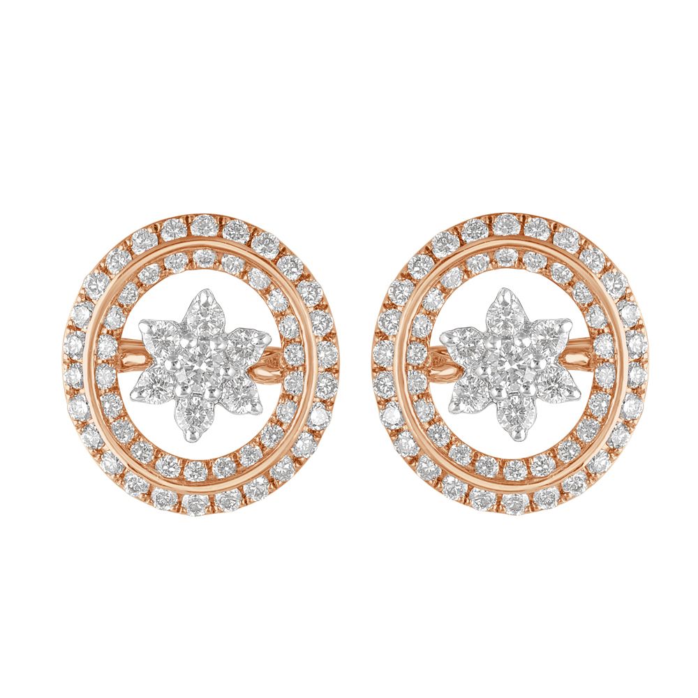 Floral 18KT Rose Gold Embellished Diamond Studs-SHOP BY METAL COLOUR-OER23091-D300X0B