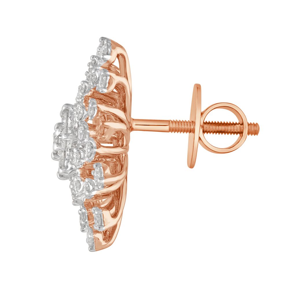 Clustered Diamond 18KT Rose Gold Earrings-SHOP BY METAL COLOUR-OER23096-D300X0B