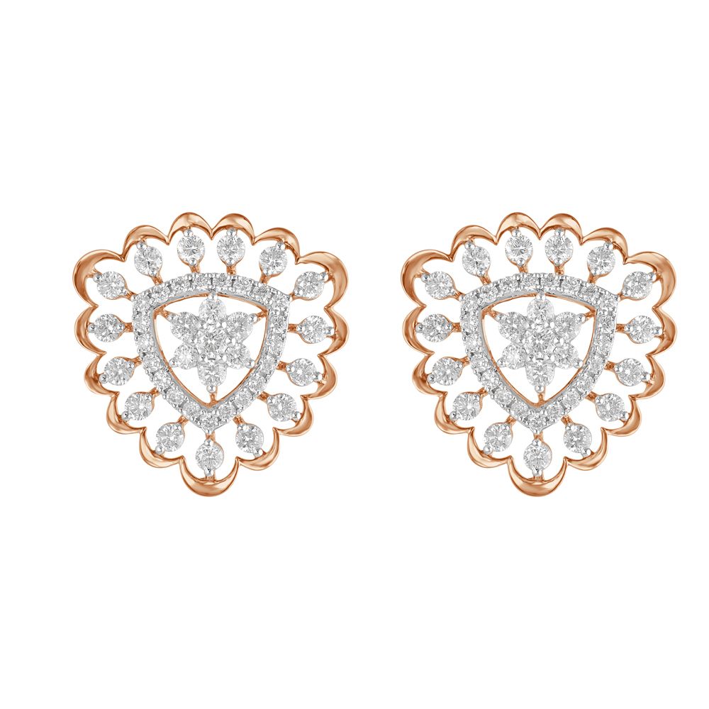 Mesmerising Geometric Diamond Studded Earrings in 18KT Rose Gold-SHOP BY METAL COLOUR-OER23097-D300X0B
