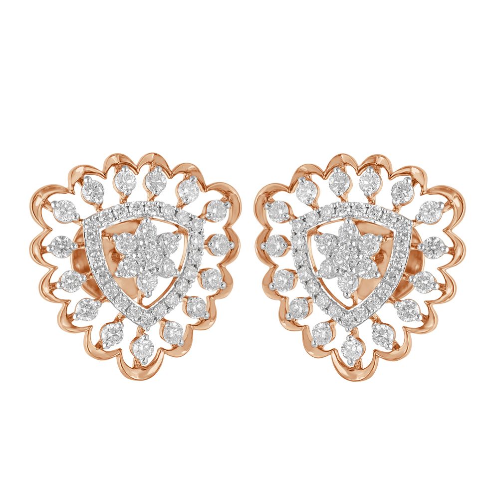 Mesmerising Geometric Diamond Studded Earrings in 18KT Rose Gold-SHOP BY METAL COLOUR-OER23097-D300X0B