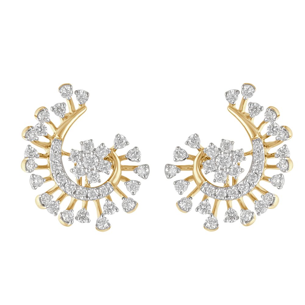 Curved Diamond Earrings in 18KT Yellow Gold-New Arrivals-OER23098-D300R0B