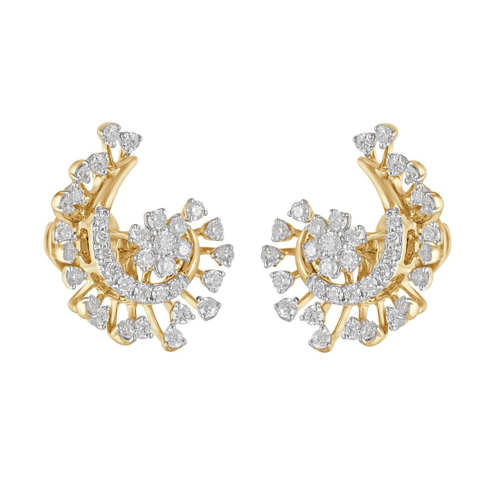 Curved Diamond Earrings in 18KT Yellow Gold-New Arrivals-OER23098-D300R0B