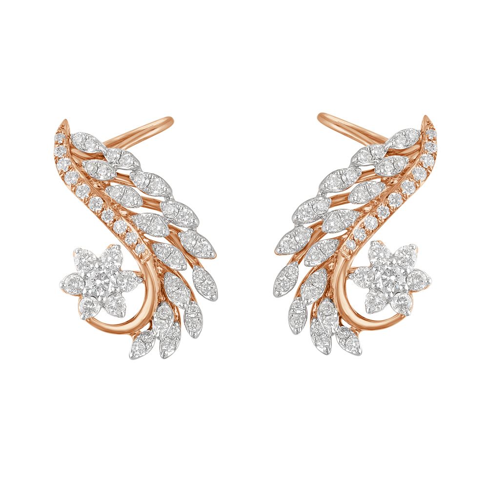 Gorgeous Diamond Studded Ear Climber Earrings in 18KT Rose Gold-New Arrivals-OER23099-D300X0B