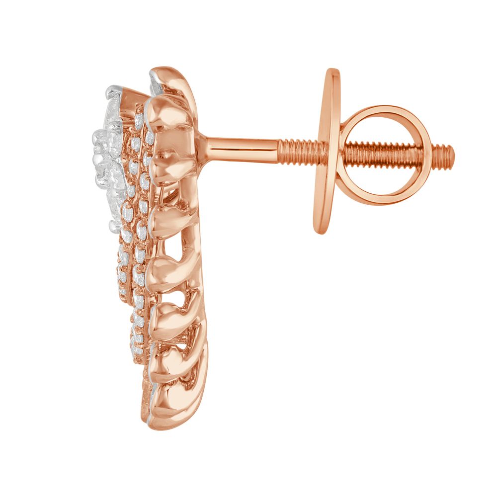 18KT Rose Gold Half Circle Diamond Earrings-SHOP BY METAL COLOUR-OER23100-D300X0B