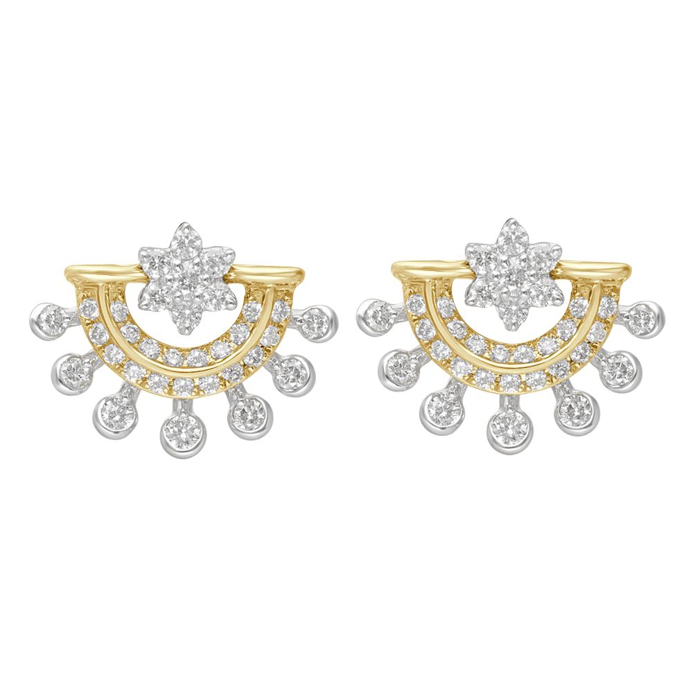 Stunning 18KT Yellow Gold Earrings Embellished with Diamonds-New Arrivals-OER23103-D300R0B