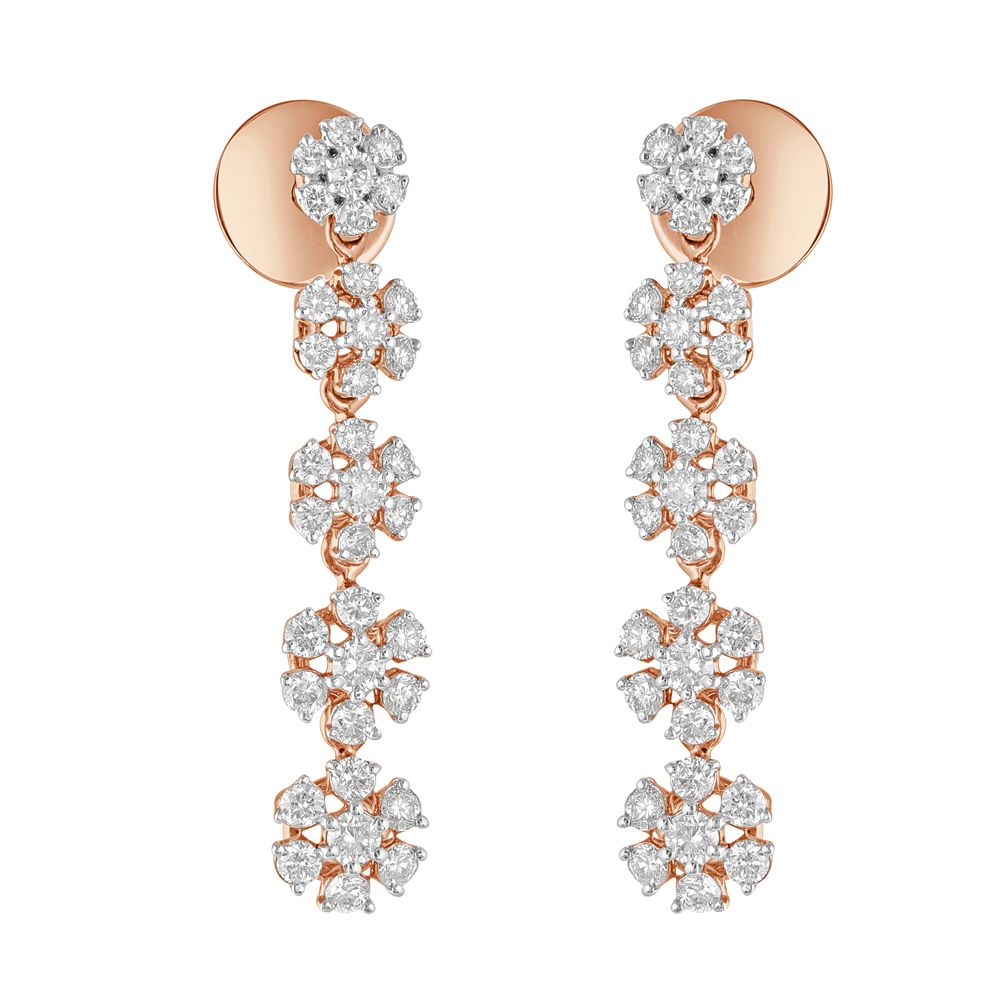 Eye-catching Diamond Strand Earrings in 18KT Rose Gold-New Arrivals-OER23105-D300X0B