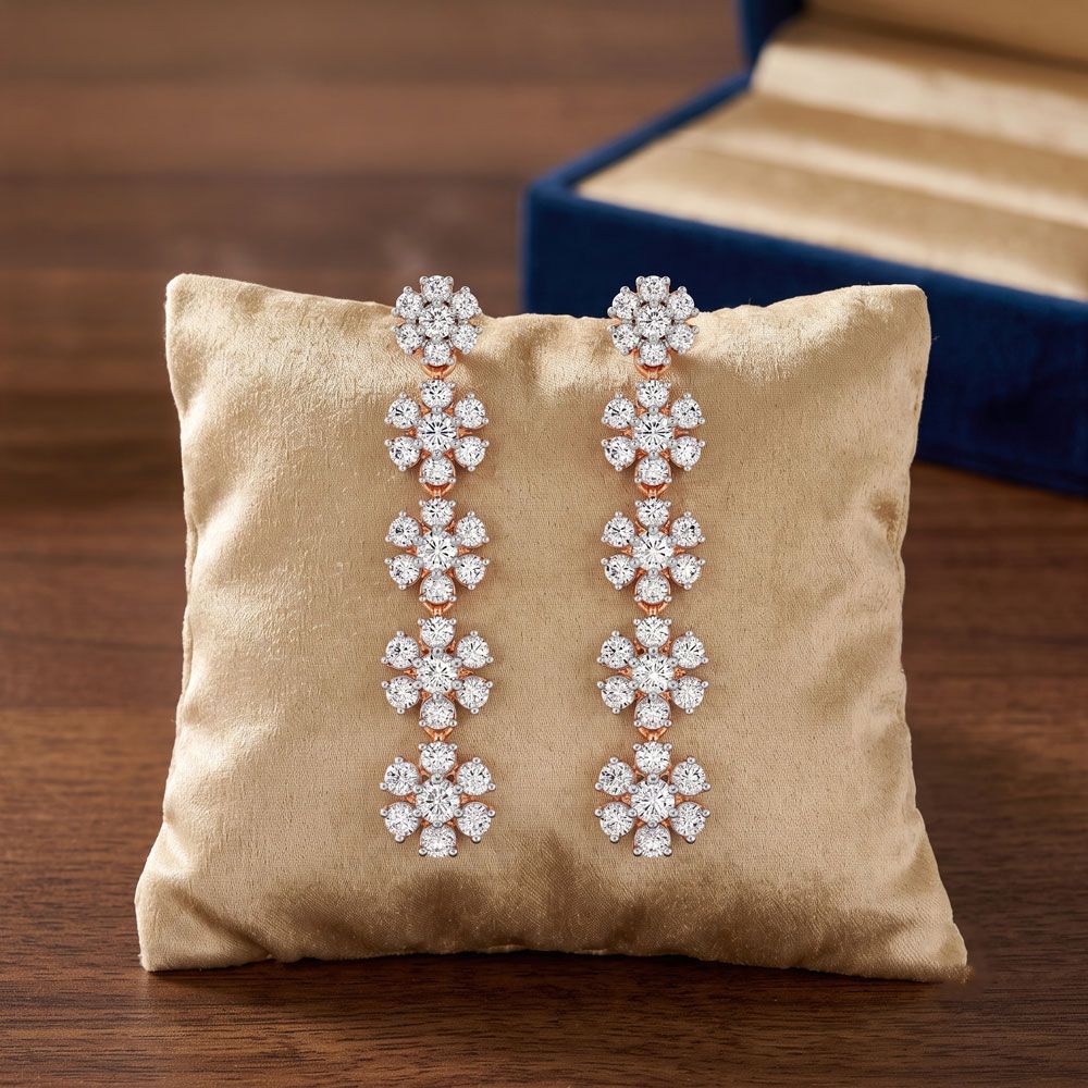 Eye-catching Diamond Strand Earrings in 18KT Rose Gold-Shop by Metal-OER23105-D300X0B