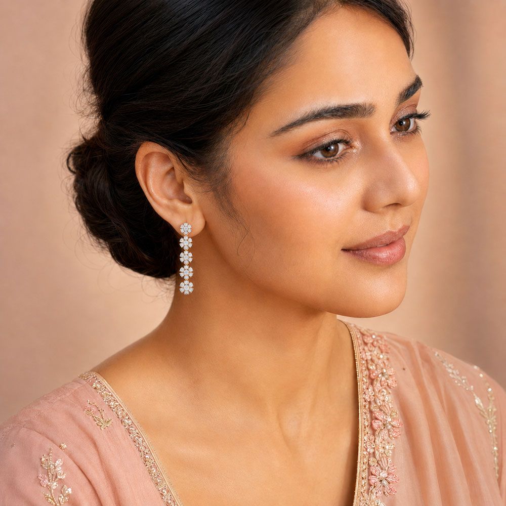 Eye-catching Diamond Strand Earrings in 18KT Rose Gold-Shop by Metal-OER23105-D300X0B