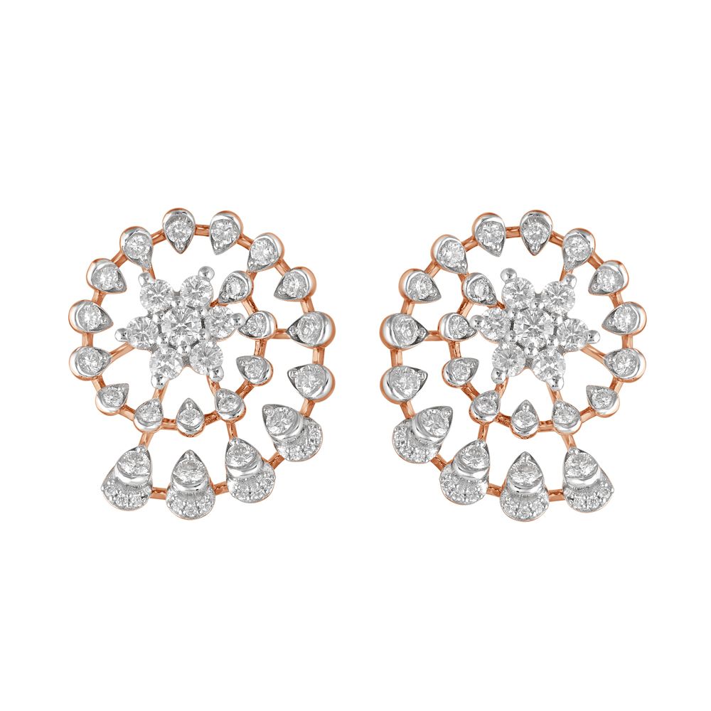 Conch Design Diamond and Rose Gold Earrings-SHOP BY METAL COLOUR-OER23106-D300X0B