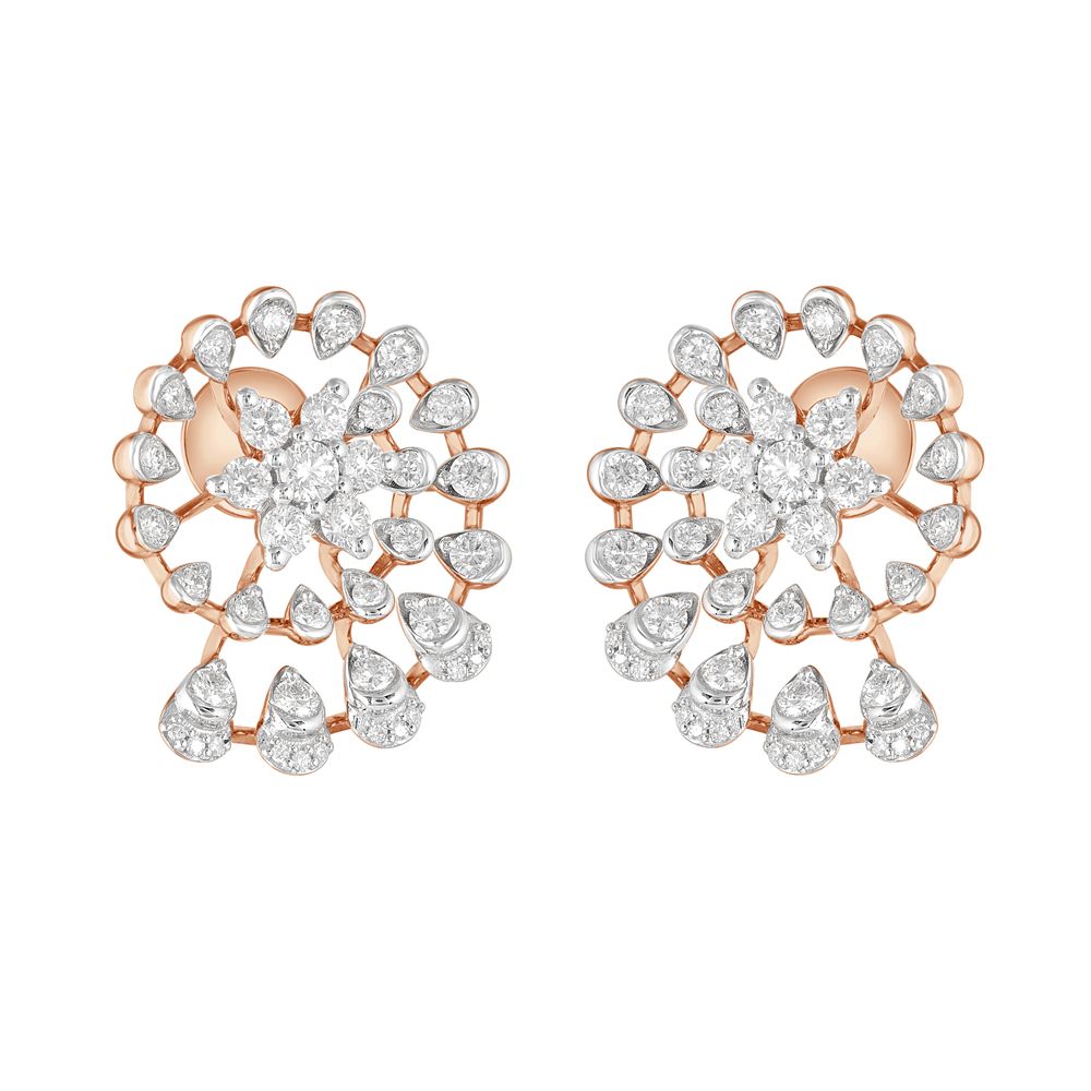 Conch Design Diamond and Rose Gold Earrings-SHOP BY METAL COLOUR-OER23106-D300X0B