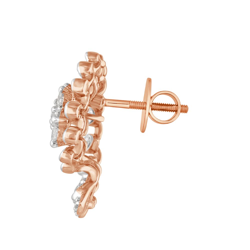 Conch Design Diamond and Rose Gold Earrings-SHOP BY METAL COLOUR-OER23106-D300X0B