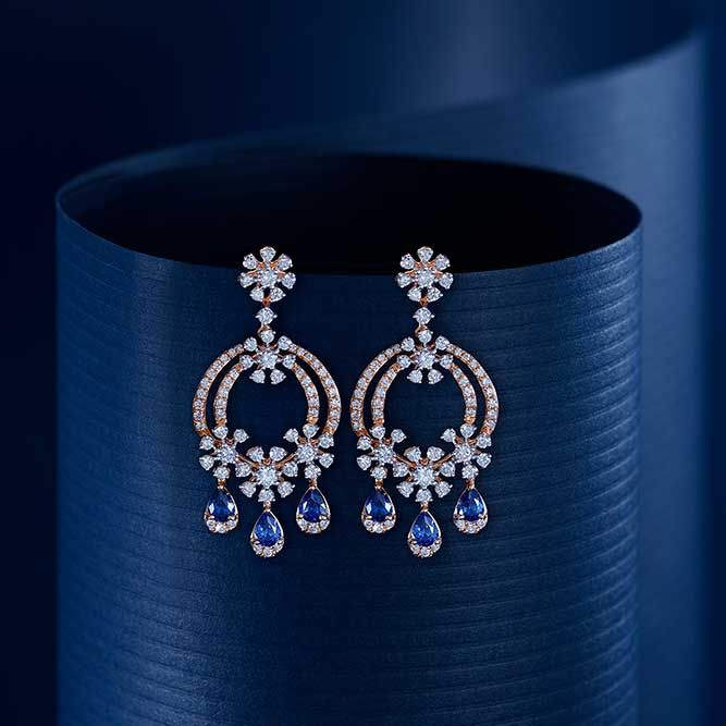 Shimmering Chandelier Design Diamond and Rose Gold Earrings-SHOP BY METAL COLOUR-OER23108-D316X0B