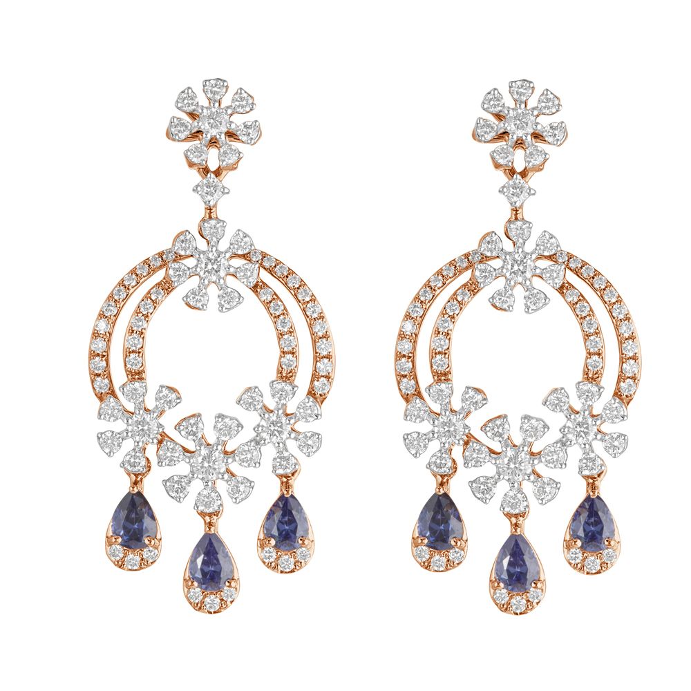 Shimmering Chandelier Design Diamond and Rose Gold Earrings-SHOP BY METAL COLOUR-OER23108-D316X0B