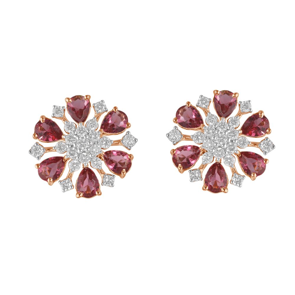 Versatile Pink Gemstones and Diamond Earrings-Earrings-OER23110-D317X0B