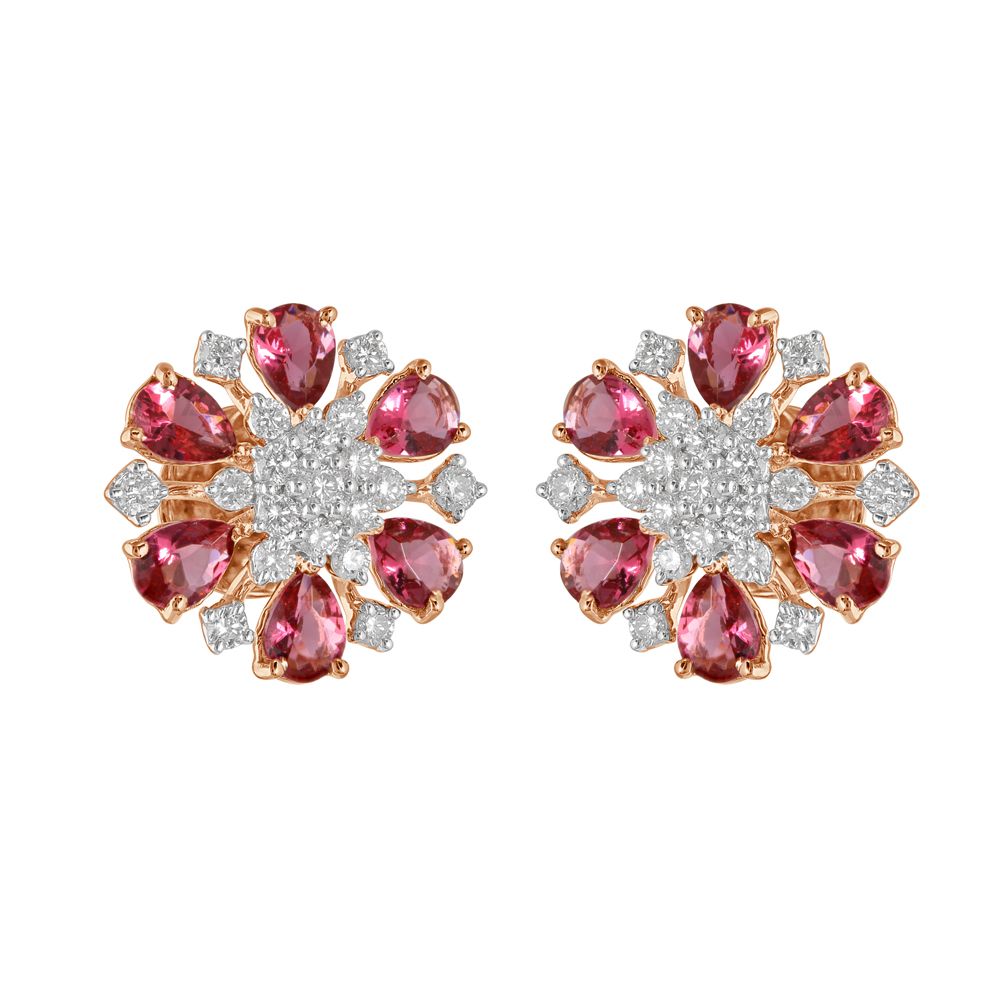Versatile Pink Gemstones and Diamond Earrings-Earrings-OER23110-D317X0B