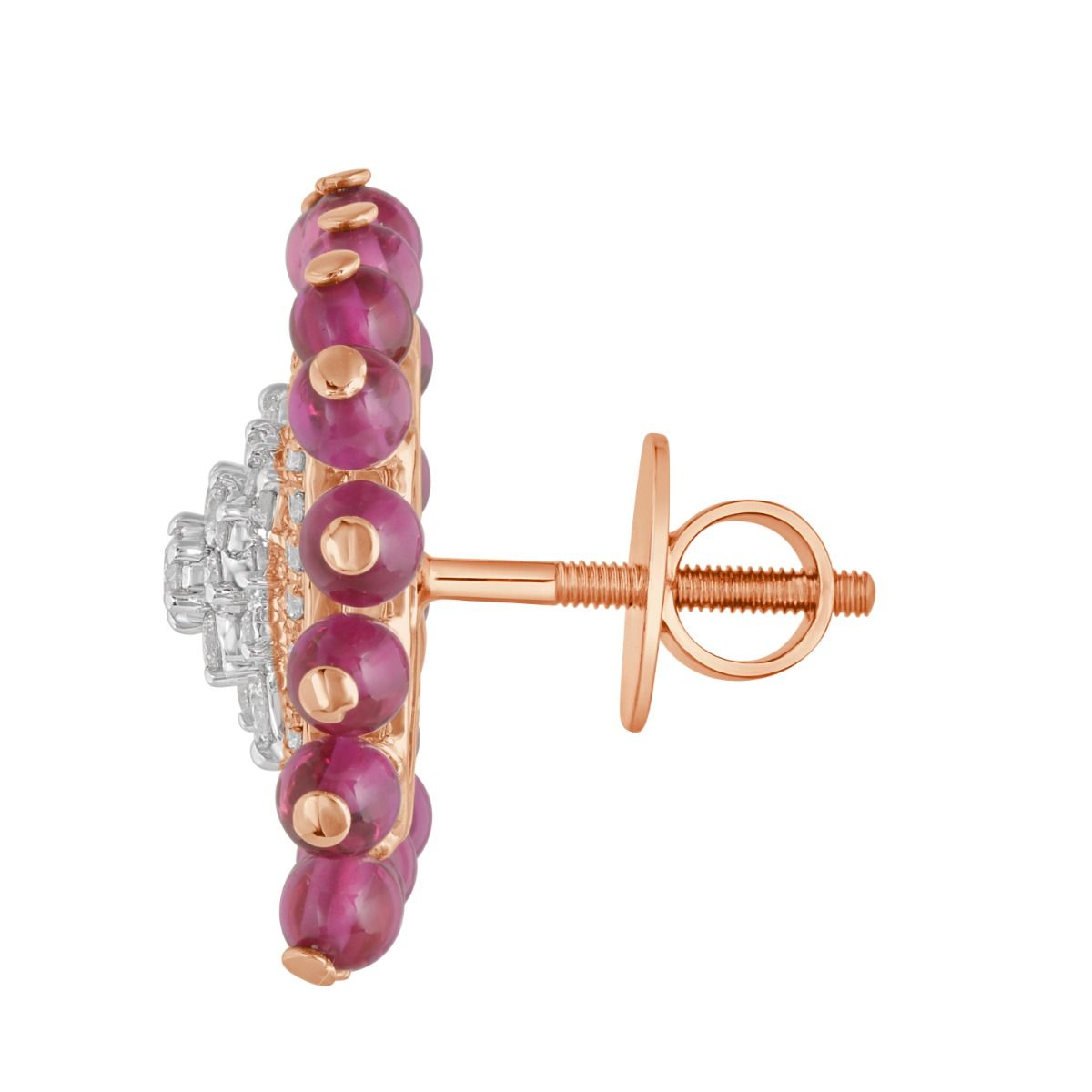 Modern Geometric Diamond and Pink Gemstone Earrings-SHOP BY METAL COLOUR-OER23112-D310X0B