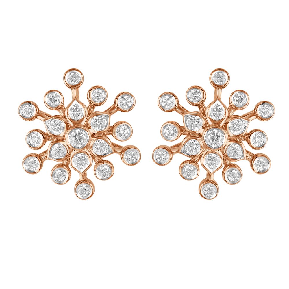 Snowflake Design Diamond Earrings in 18KT Rose Gold-SHOP BY METAL COLOUR-OER23114-D300X0B