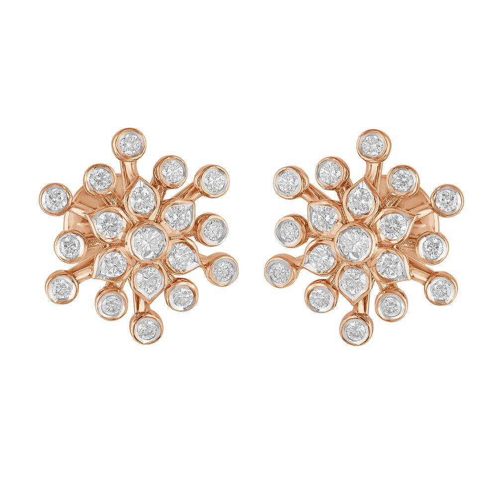 Snowflake Design Diamond Earrings in 18KT Rose Gold-SHOP BY METAL COLOUR-OER23114-D300X0B