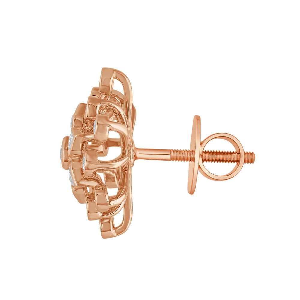 Snowflake Design Diamond Earrings in 18KT Rose Gold-SHOP BY METAL COLOUR-OER23114-D300X0B