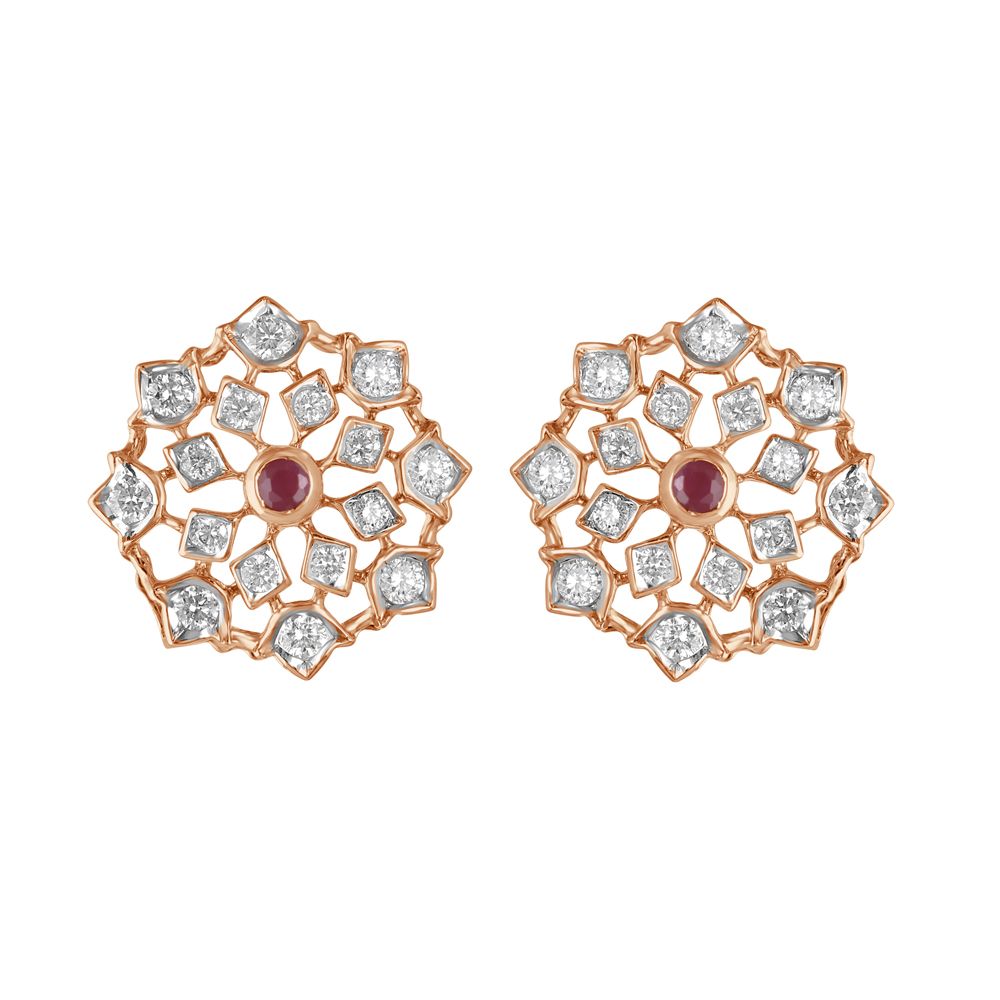 Mesmerising Diamond Studded Earrings in 18KT Rose Gold-Earrings-OER23116-D310X0B