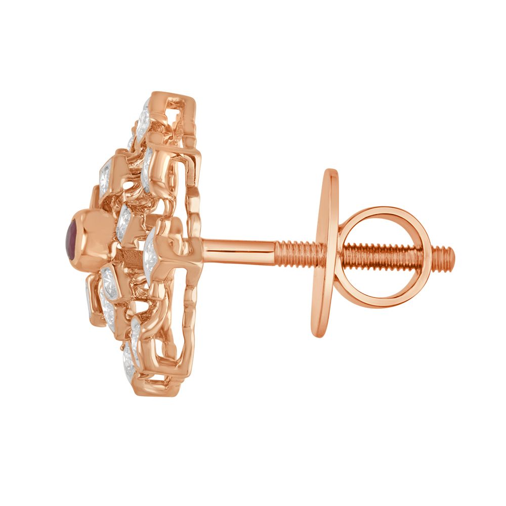 Mesmerising Diamond Studded Earrings in 18KT Rose Gold-Earrings-OER23116-D310X0B