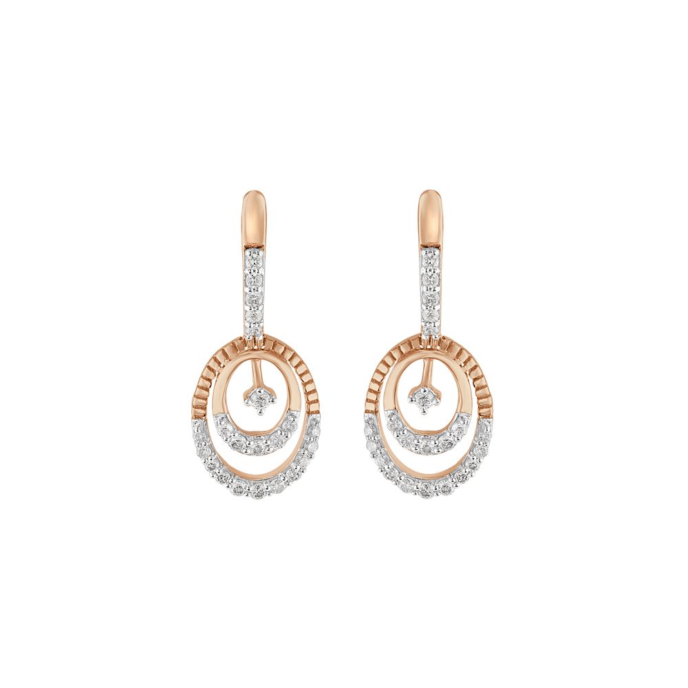 Delightful Rose Gold Diamond Earrings-Earrings-OER23128-D400X0C