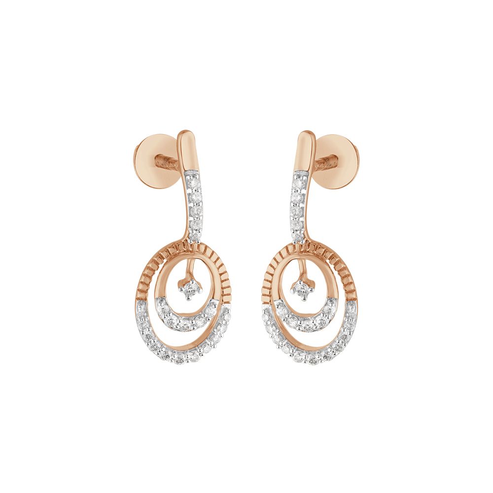 Delightful Rose Gold Diamond Earrings-Earrings-OER23128-D400X0C