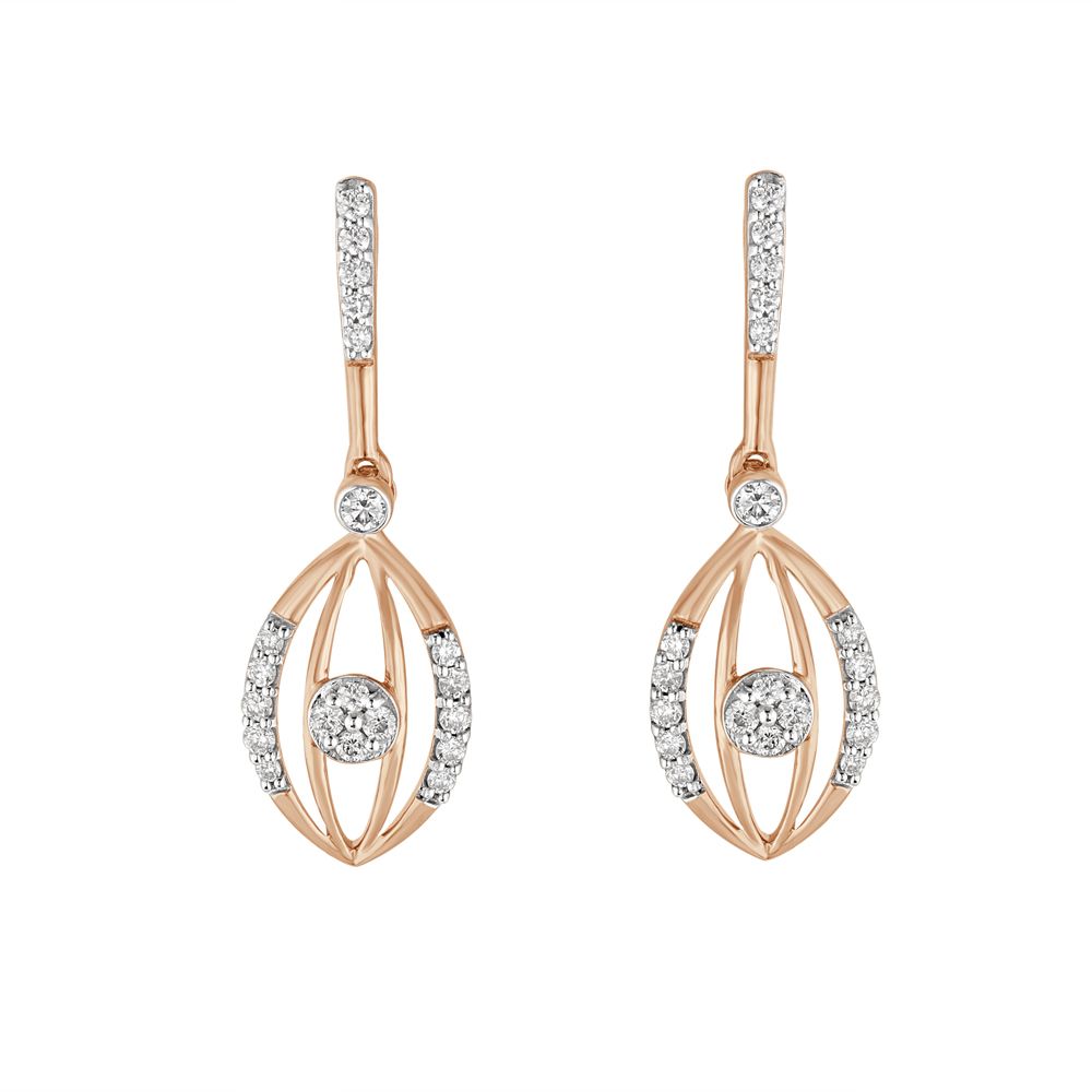 Mesmerizing Yellow Gold Diamond Earrings-Earrings-OER23131-D400R0C