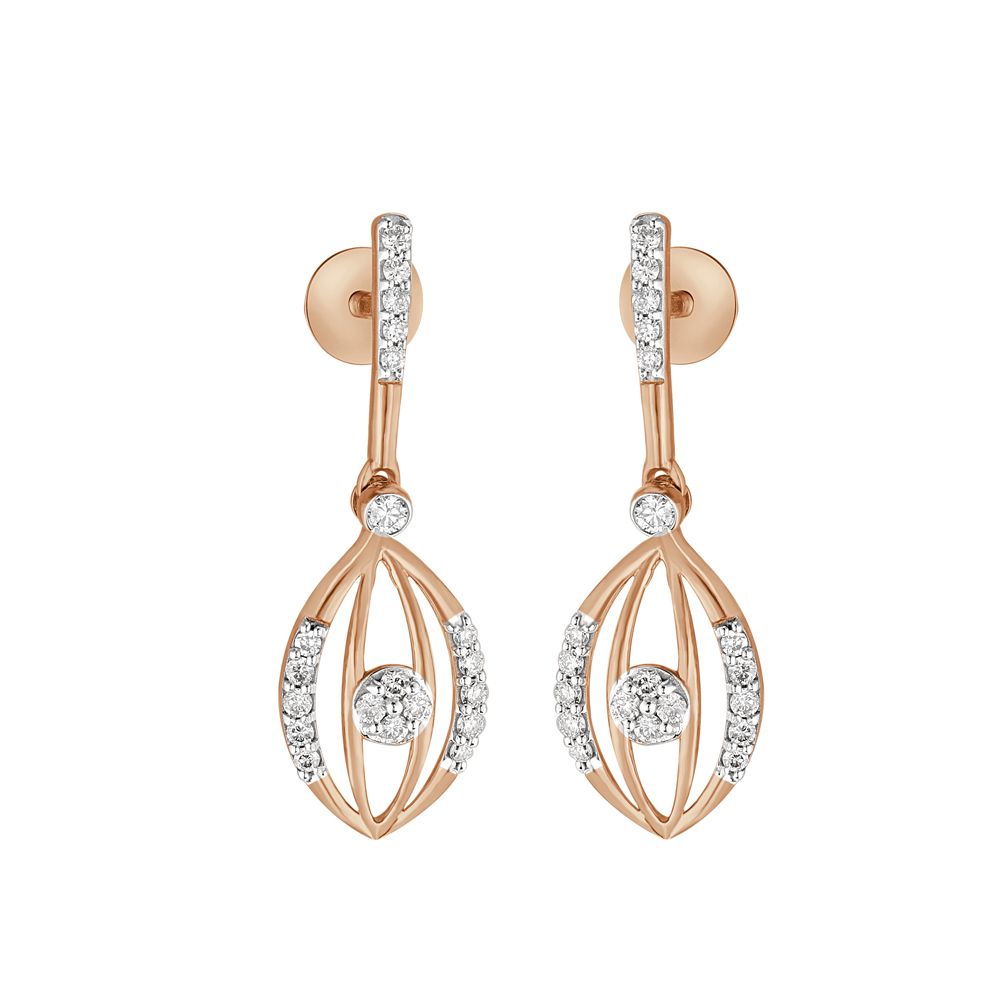 Mesmerizing Yellow Gold Diamond Earrings-Earrings-OER23131-D400R0C