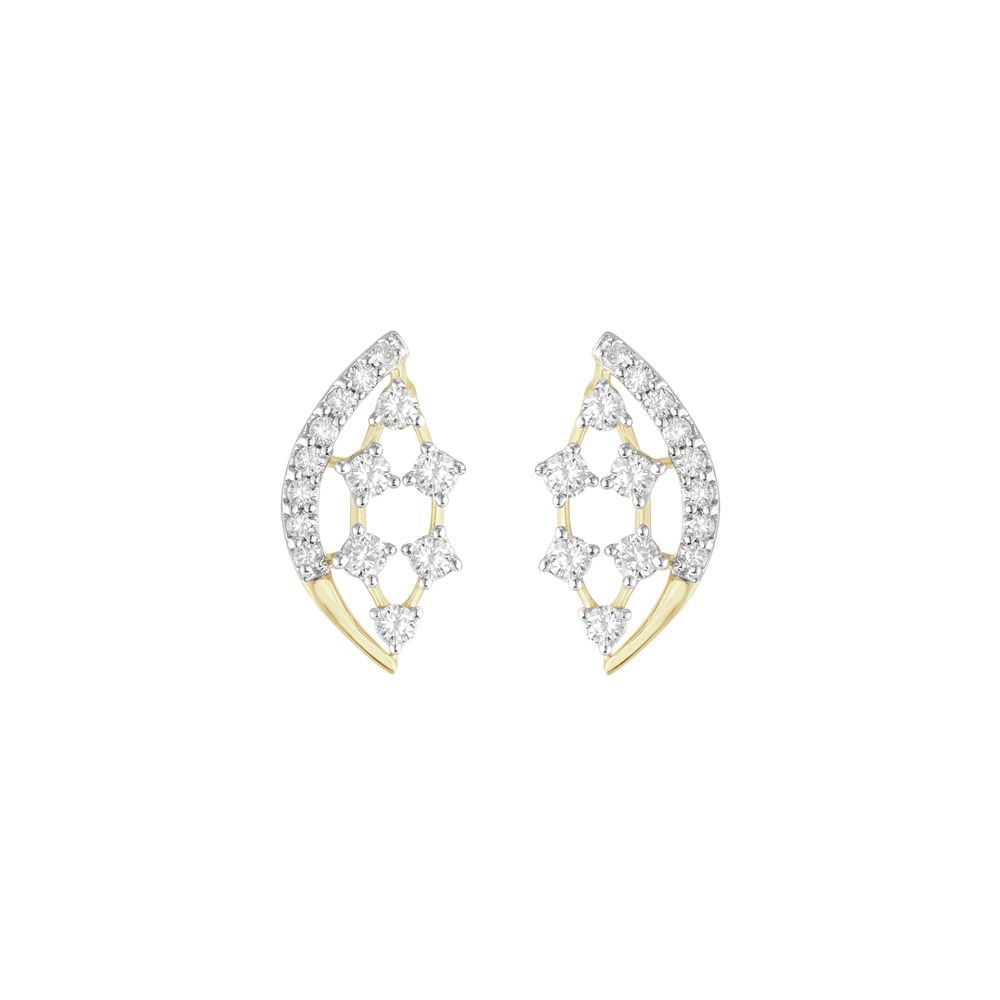 Graceful Yellow Gold Diamond Earrings-Earrings-OER23132-D400R0C