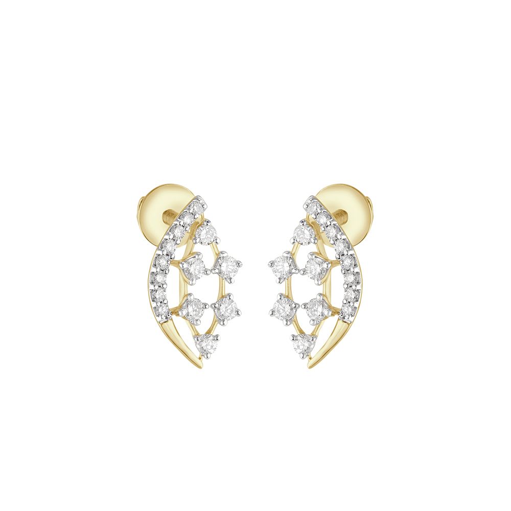 Graceful Yellow Gold Diamond Earrings-Earrings-OER23132-D400R0C