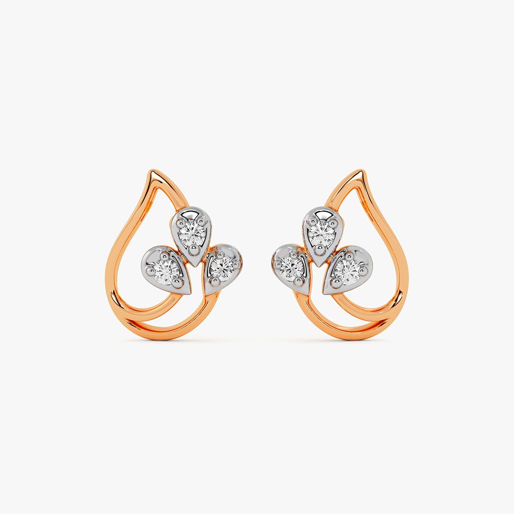 Glowing Rose Gold Diamond Earrings-Earrings-OER23138-D900X0C