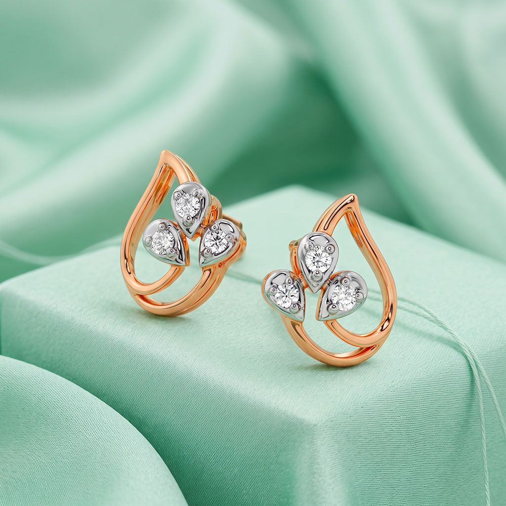 Glowing Rose Gold Diamond Earrings-Earrings-OER23138-D900X0C