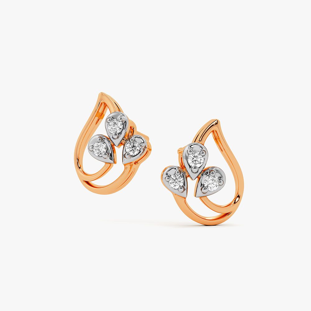 Glowing Rose Gold Diamond Earrings-Earrings-OER23138-D900X0C