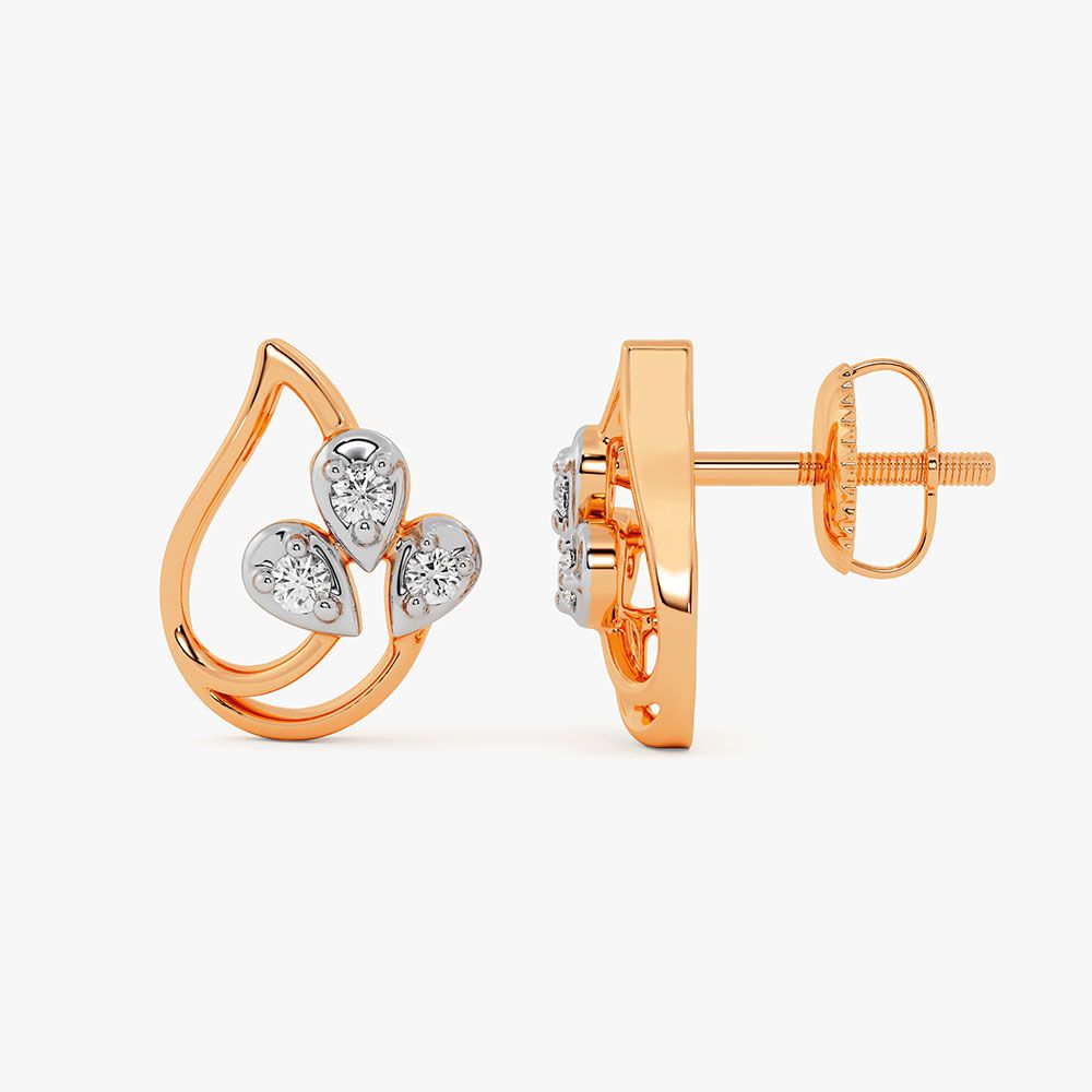 Glowing Rose Gold Diamond Earrings-Earrings-OER23138-D900X0C